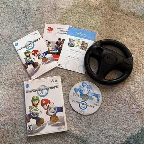 Mario Kart Game Complete with Steering Wheel! Nintendo Wii