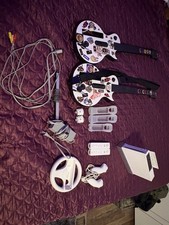 Nintendo Wii Console Bundle w/ 2 Guitar Hero Guitars, 2 Wii Remotes, Nunchuks