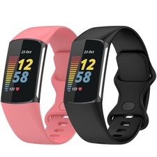 2x Sports Silicone Wristband Watch Band For Fitbit Charge 5 6 Replacement Strap