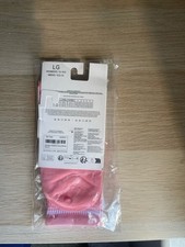 Alo Women s LG Half-Crew Mid Calf Socks Pink Logo Striped 1 Pair