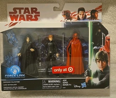 Target Exclusive STAR WARS ''Force Link'' 3-Pack'' Luke Jedi, Emperor, Royal Guard