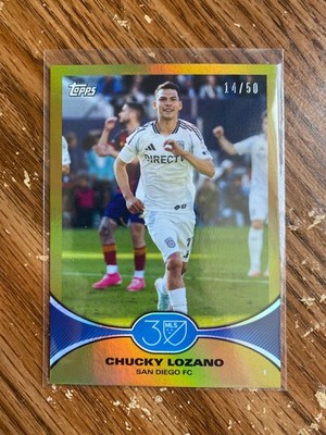 2025 Topps MLS 30th Anniversary Chucky Lozano Gold Foil 14/50