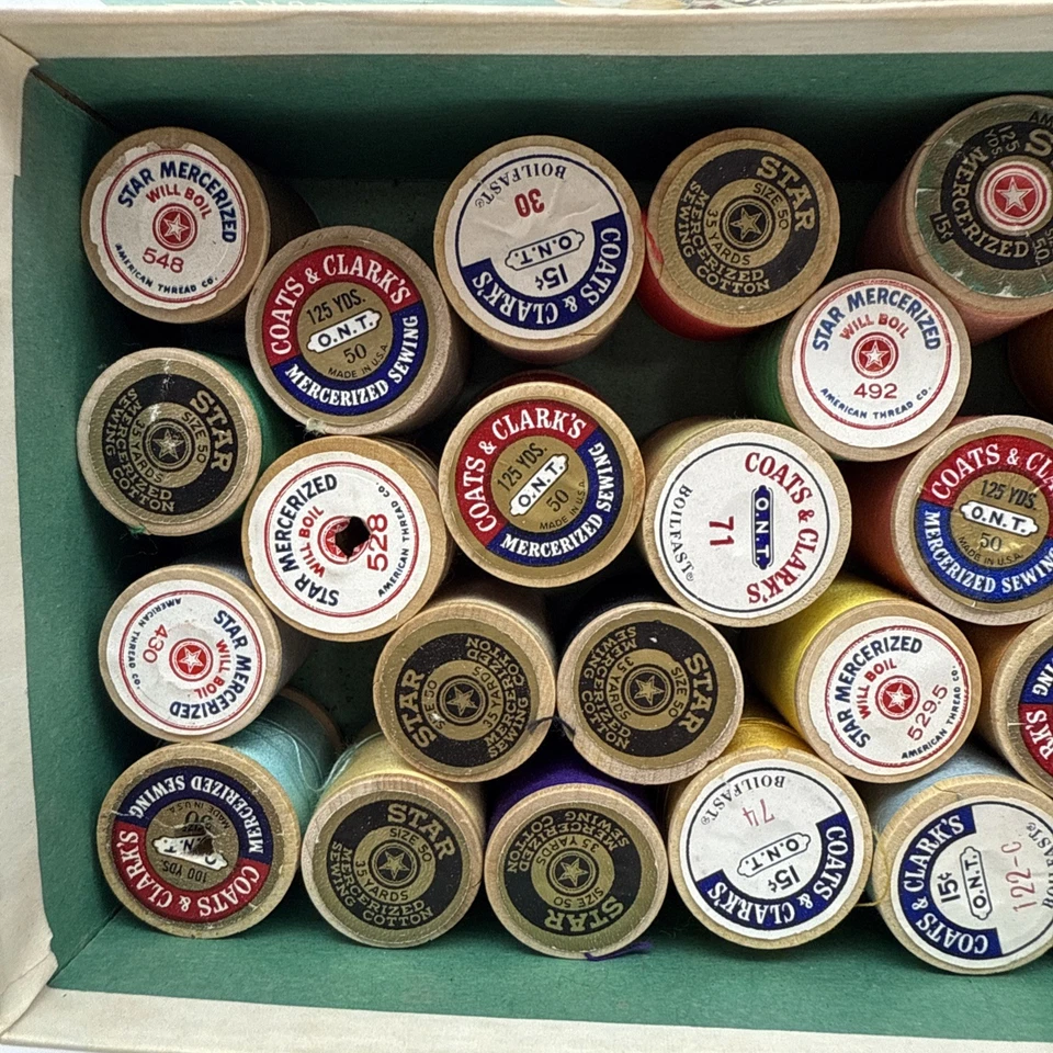 Sewing Thread Wooden Spools JP Coats Coats & Clarks Star Assorted LOT OF 56 - Image 2 of 4