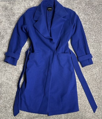 EXPRESS COBALT BLUE  OVER COAT WOMEN'S BELTED WRAP FRONT  SZ SMALL