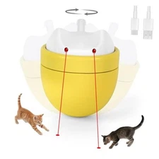 Cat Laser Toy Automatic with Dual Beams, Quiet 35–38dB Rotation, Wobble Base & 