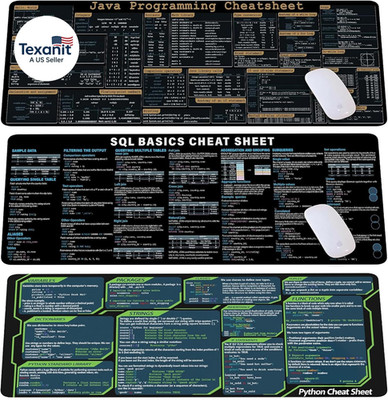 Combo 3 Coding Language Cheat Sheet Mousepad Set   Python, Java & SQL Programmin