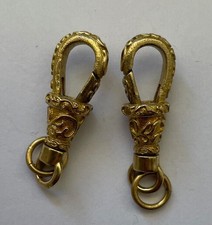lot of 2 solid brass pattern albert swivel pocket watch clasp chain fob bracelet