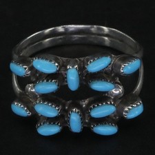 VTG Sterling Silver NAVAJO Southwestern Turquoise Petit Point Ring Size 8 - 2g