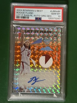 Topps 2024/25 Bowman U Best Boogie Fland Let It Rain Relic Auto /5 PSA 10. POP 1