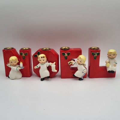 Vintage Napco Christmas Noel Angels Yuletide Quartet Candleholder 1956