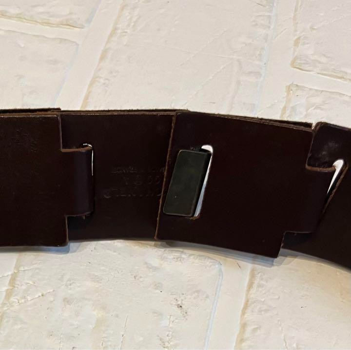 CHANEL Authentic Vintage Logo COCO mark Leather Chain Belt Dark