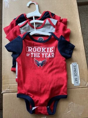 NHL 3 Piece Set Washington Capitals Bodysuits SIZE Choice . Three New ONE pieces