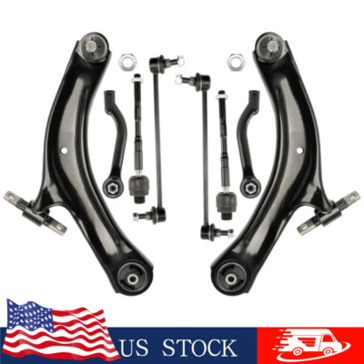 8Pcs For 2008-2015 Nissan Rogue Front Lower Control Arm Tie Rod Sway Bar Link 