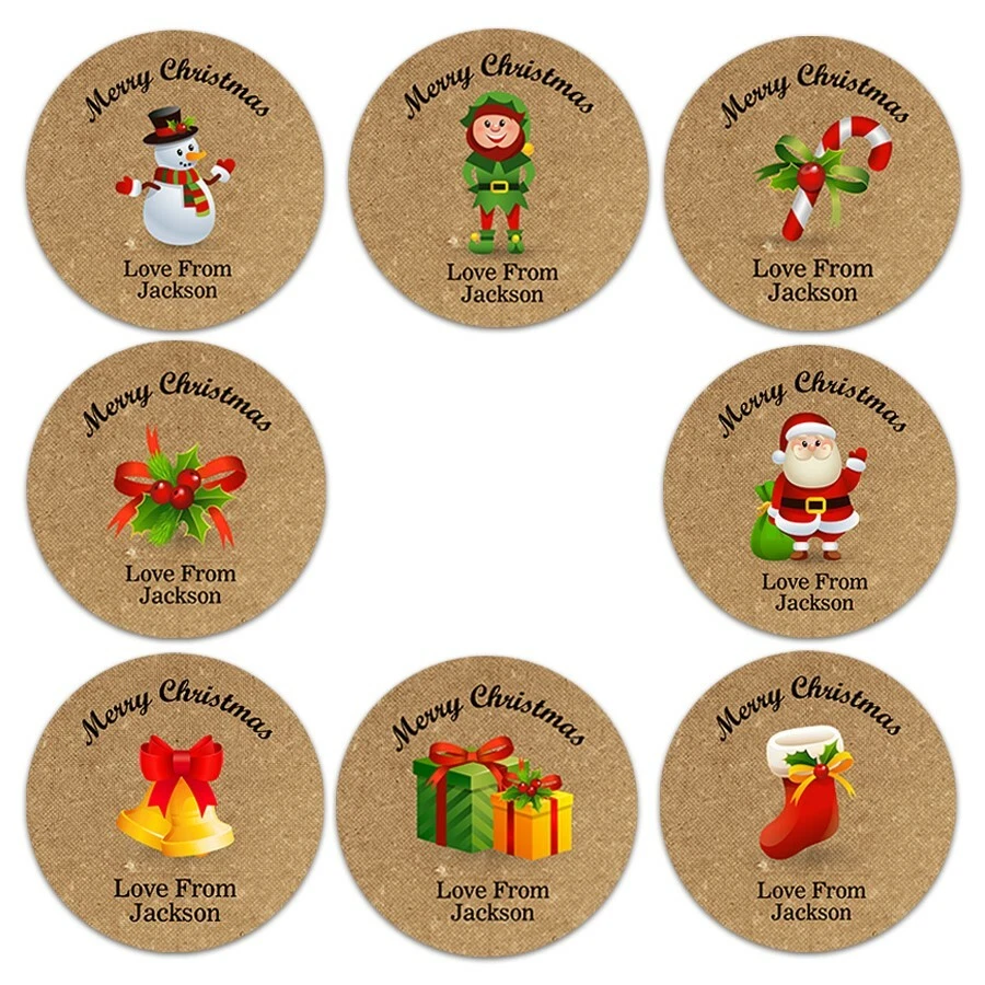 PERSONALISED CHRISTMAS STICKERS NAME LABELS GIFT TAG PRESENTS