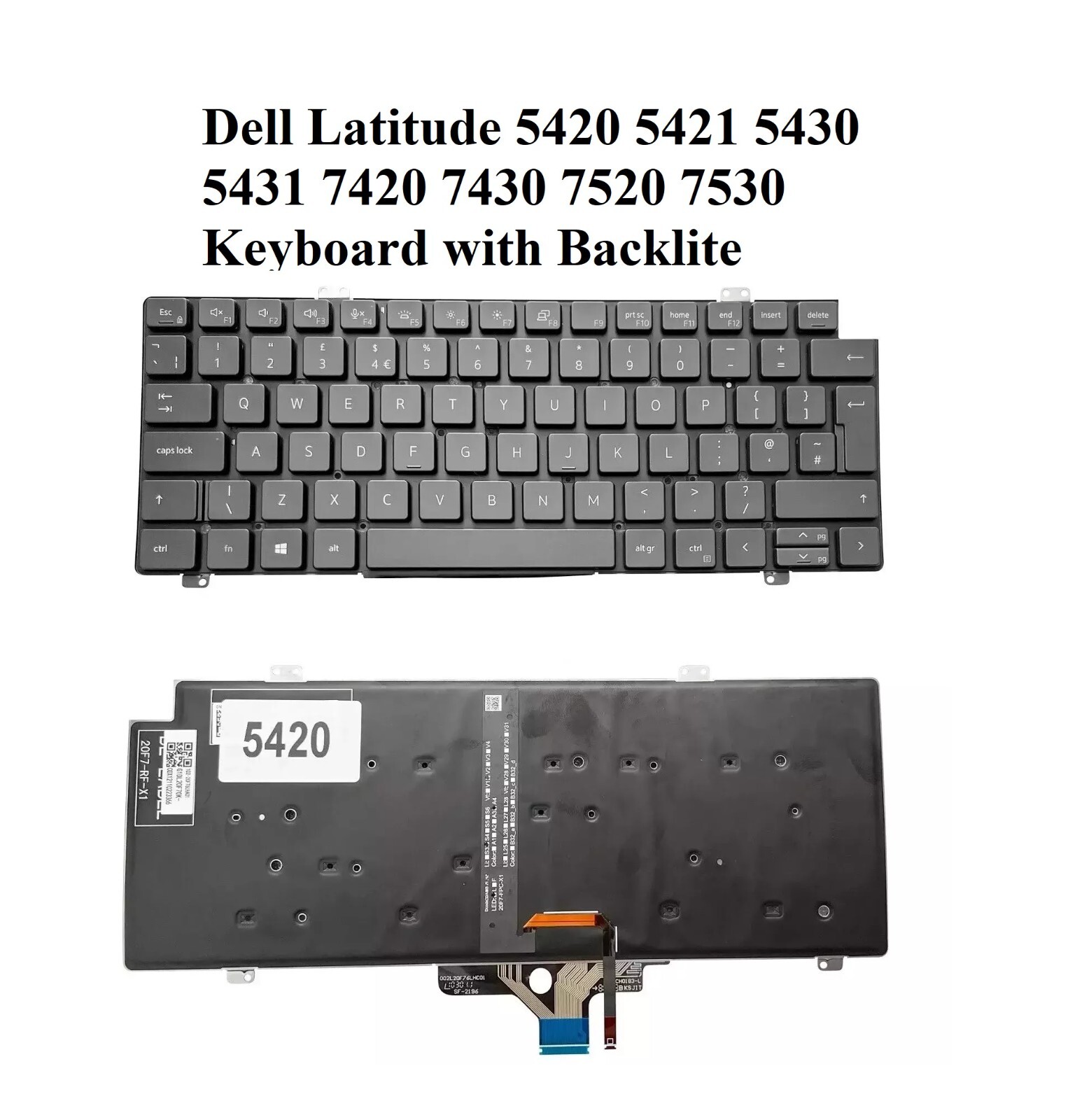 For UK Dell Latitude 5420/5430/7420/7520 UK ENGLISH Backlit keyboard ...