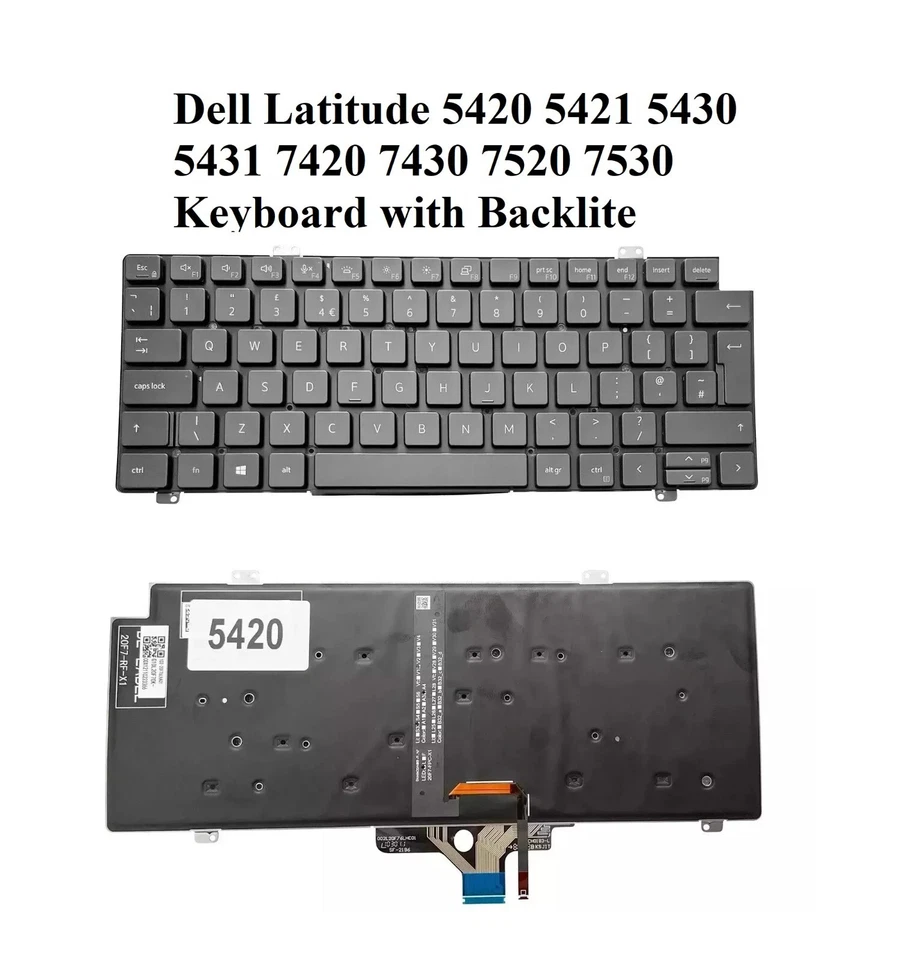 For UK Dell Latitude 5420/5430/7420/7520 UK ENGLISH Backlit keyboard Replacement