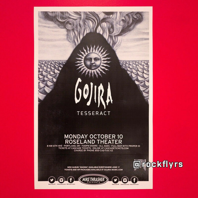 GOJIRA + Tesseract 2016 Concert Promo 11x17 Street Poster. Portland Oregon 