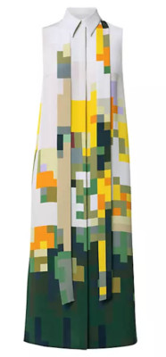 Akris Pixel Flowers Sleeveless Silk Crepe Shirtdress SZ 42 = US 10 NWOT RT$1.9K