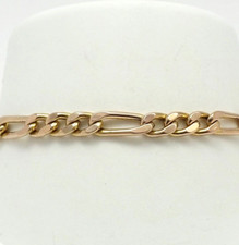 10K Italian Rosy Yellow Gold 5mm Figaro Hollow Link 7in Bracelet 6gr Unisex