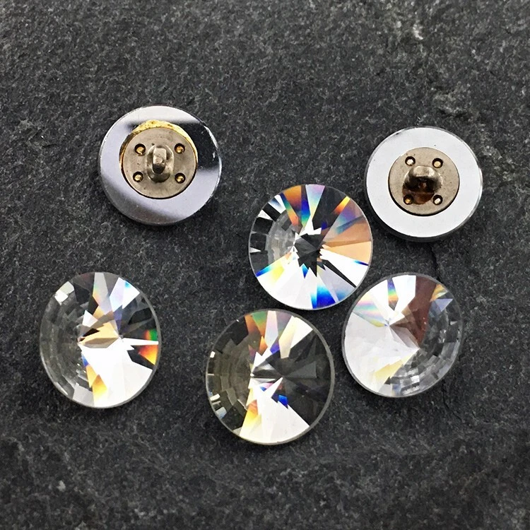 14mm Austria Crystal Rivoli Button with Shank, 6-pcs, Crystal Comet Argent Light - Image 2 of 4