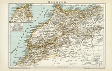 Marokko historische Landkarte antike Karte Nordafrika Lithographie ca. 1892