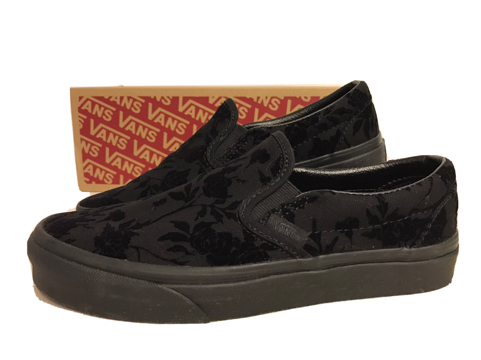 Vans Black Velvet Flocked Brocade Flower Damask Slip On Limited Edit | eBay