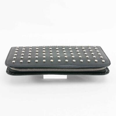 Saint Laurent Studded Zip-Around Wallet in Black Leather | eBay