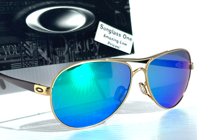 NEW Oakley FEEDBACK Satin Gold Brown POLARIZED Galaxy Jade  58m Sunglass 4079