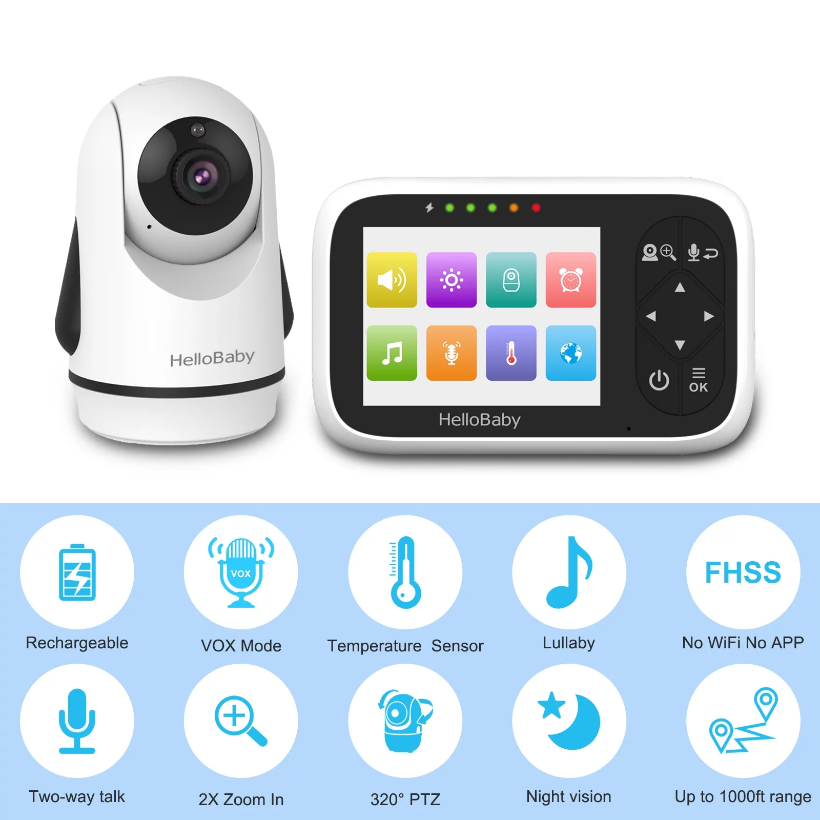 Baby Monitor-Hb6336 with Camera and Audio, 3.2