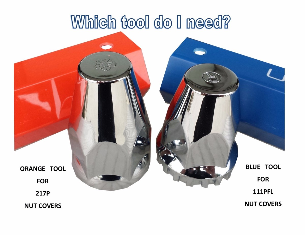 Set Of 2 Semi Truck Front Axle Cover Hub Cap Thread-On 33mm Lug Nuts Chrome - View #5