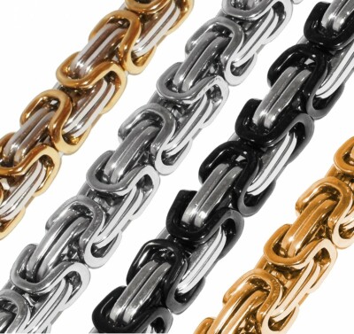 Königskette Halskette Armband Set Panzerkette Edelstahl gold silber schwarz 
