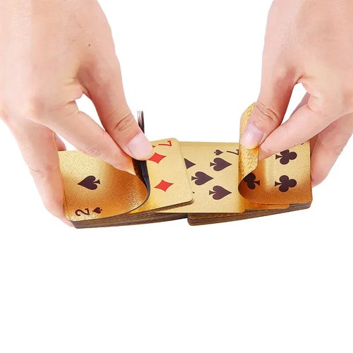 MAZO DE CARTAS ORO 24K QUILATES JUEGO PÓKER IMPERMEABLE DURADERO PLÁSTICO RECUBIERTO ROSA - Imagen 10 de 11