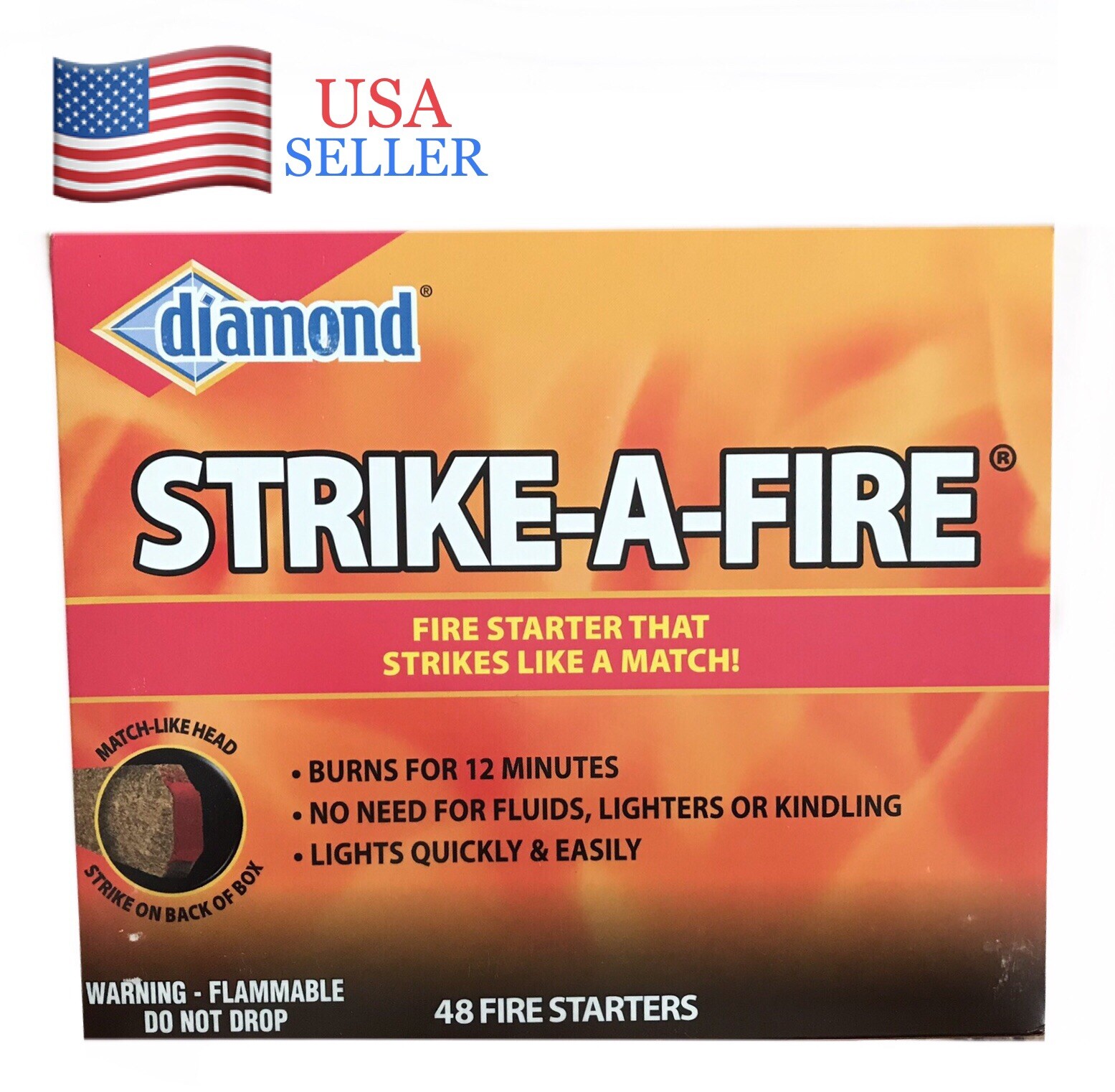 Diamond ® 48-Pack Strike-A-Fire Starter Match Sticks Firestarter Log Long  Burn 48789110251 | eBay