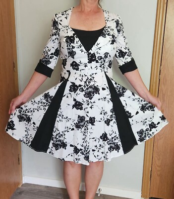retro classic dress Vintage Retro Classic Tea Length Satin Dress DV2071 Size 16 / Ivory
