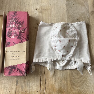 Vintage GOSSARD BOX American Dreambox 725 BOXED Girdle 11'' Medium White Floral