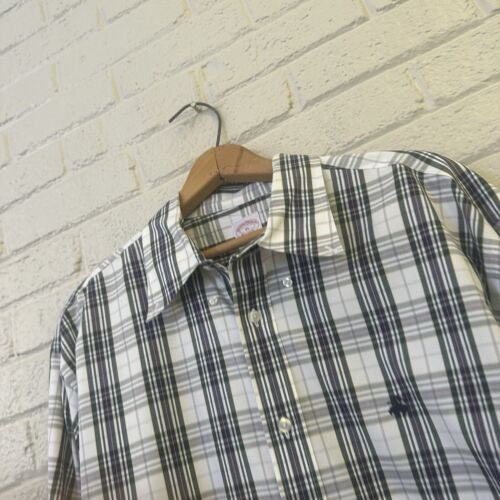 Brooks Brothers Long Sleeve Button Flannel Mens XL Green Plaid Fleece