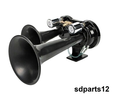 Klaxon à Air Musical 3 Trompettes 12V - Son La Cucaracha, 125 DB, Compresseur Inclus, Pour Voiture, Camion, Bateau - 10