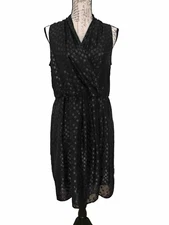 NWT Apt. 9 Clip Dot Jacquard Sleeveless Little Black Dress Women's Size 10