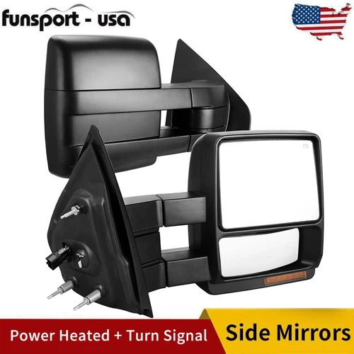 Pair Power Heated Tow Mirrors for 2007- 2014 Ford F150 Turn Signal Puddle Light