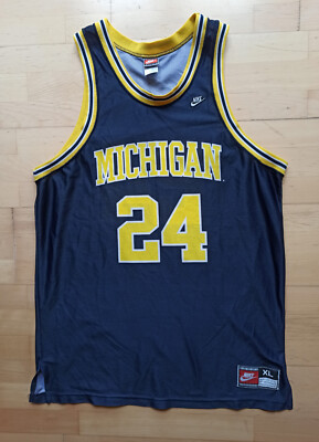 Nike Jimmy King 90s Vintage FAB FIVE Michigan NCAA Jersey Trikot blau XL
