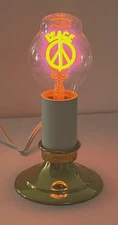AEROLUX Vintage Peace Sign Light Bulb Neon Orange Table Lamp Working Condition