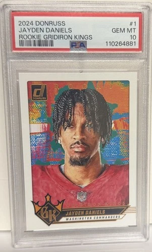 Jayden Daniels 2024 Donruss Rookie Gridiron Kings PSA 10 #1 RC ROTY NON AUTO