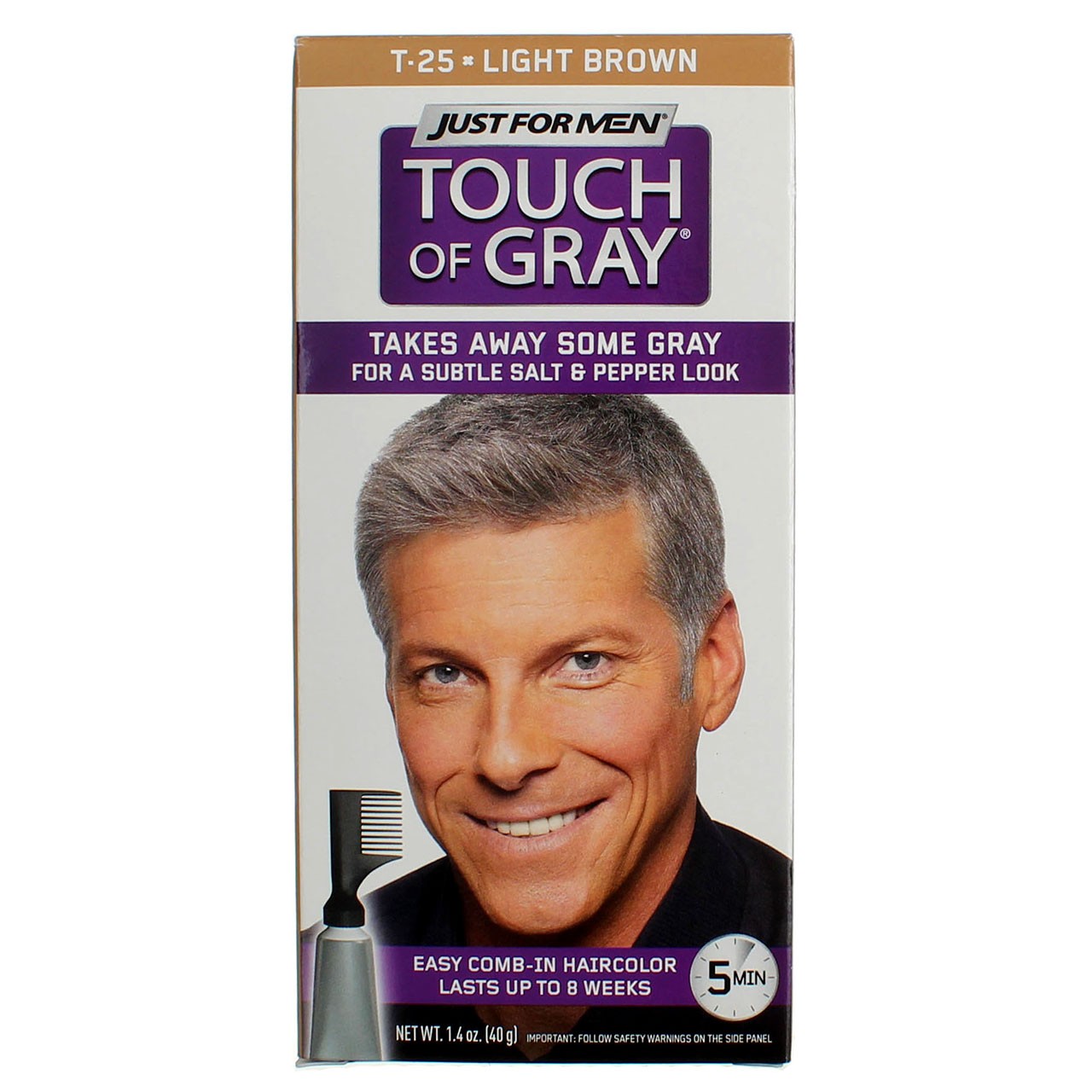 6 Pack Just For Men Touch of Gray Hair Color, Light Brown T-