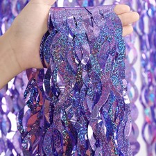 Purple Foil Fringe Curtains Party Decorations - 3 Pack 3.3 ft x 6.6 ft Foil P...
