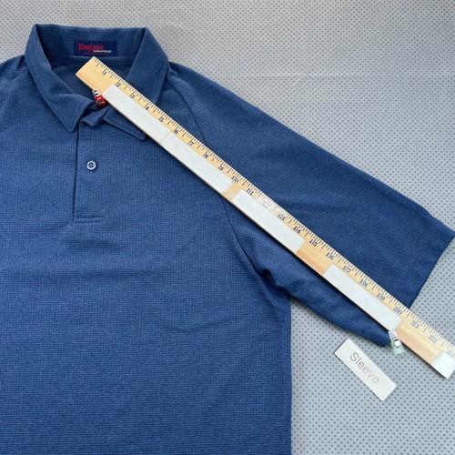 Polo vintage King Louie homme bleu moyen raglan manches courtes fabriqué aux États-Unis par l'Union - Photo 7/8