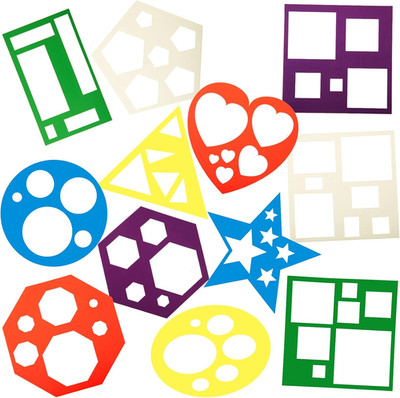 12 Pieces Geometric Stencils Template Set for Kids Children Simple Drawing Stenc