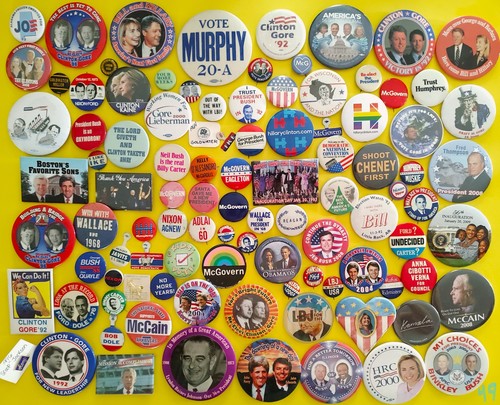 100 Diff POLITICAL PRESIDENTIAL CAUSE Campaign Pinbacks Pins Buttons Lot 1940s +