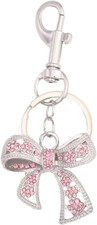 Rhinestone Bow Keychain for Women Elegant Gold Silver Bag Charm, Fashion Key