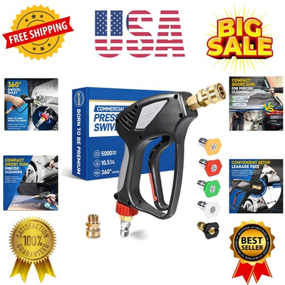#ad Pro Short Pressure Washer Gun 5000 PSI with 360° Swivel3 8quot; Quick Connect In... $56.79