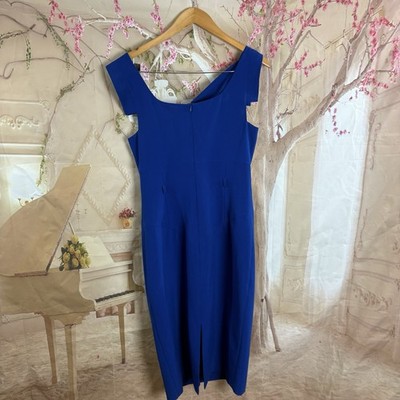 black halo jackie o dress blue Black Halo Jackie Belted Stretch Gabardine Sheath Dress In Cobalt